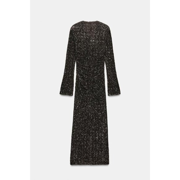 ZARA ZW COLLECTION SEQUIN SHOULDER PAD DRESS - Picture 7 of 8